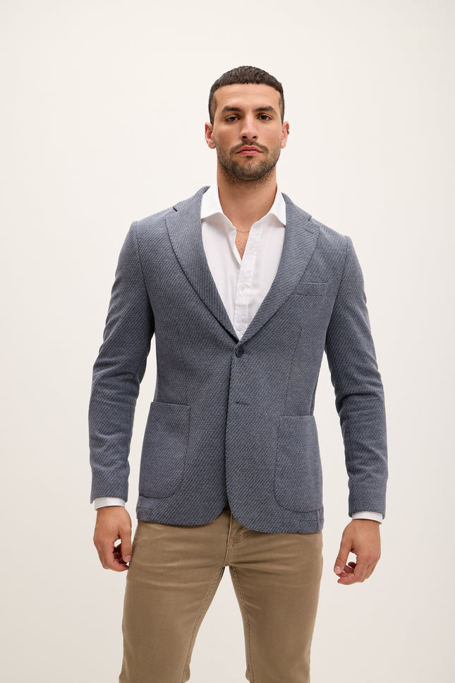 Men's Tailored Patch Pocket Blazer - Anchor Blue | Ron Tomson
