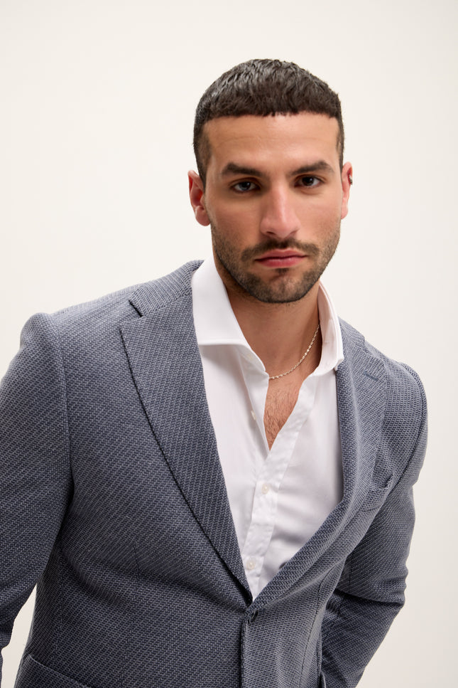 Men's Tailored Patch Pocket Blazer - Anchor Blue | Ron Tomson