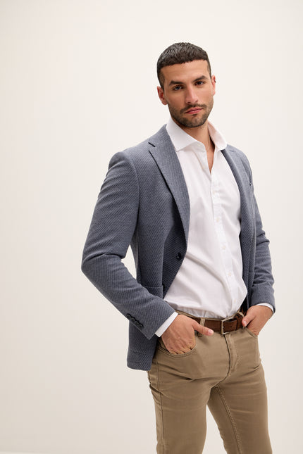 Men's Tailored Patch Pocket Blazer - Anchor Blue | Ron Tomson