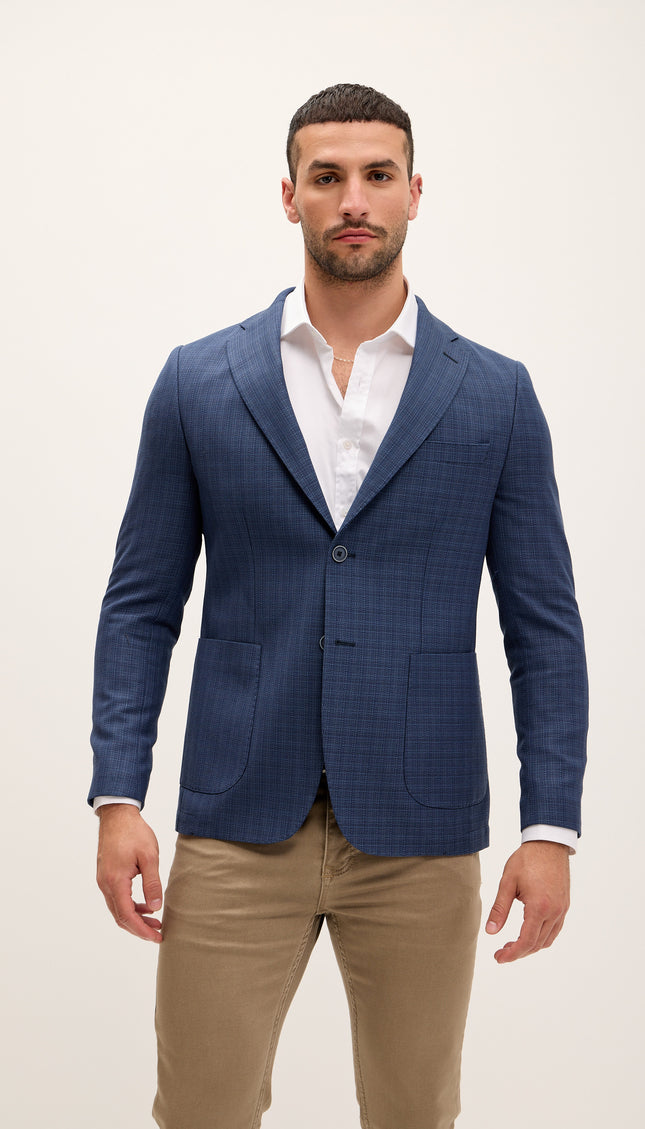Tailored Fit Patch Pocket Jacket - Navy Blue