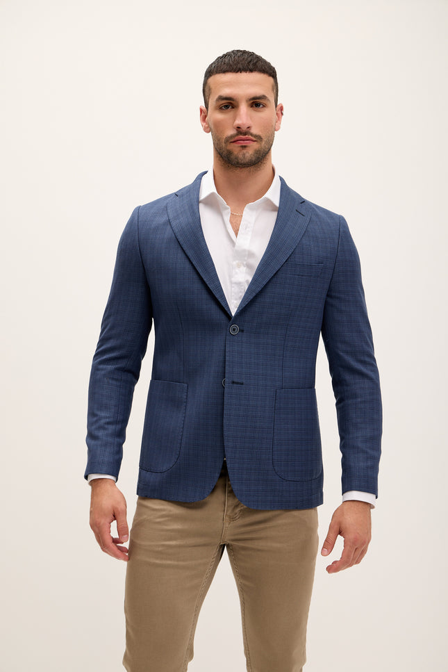 Men's Tailored Notch Lapel Blazer - Navy | Ron Tomson