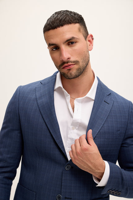 Men's Tailored Notch Lapel Blazer - Navy | Ron Tomson