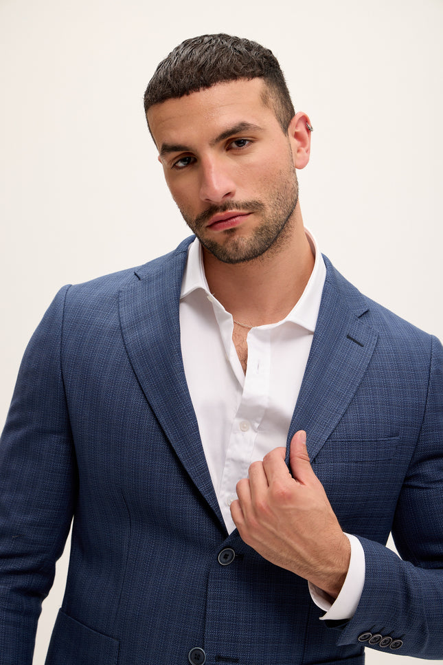 Men's Tailored Notch Lapel Blazer - Navy | Ron Tomson