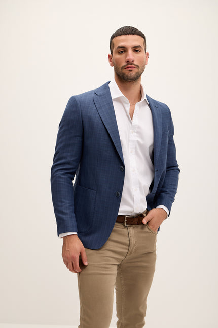 Men's Tailored Notch Lapel Blazer - Navy | Ron Tomson