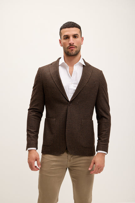 Men's Tailored Plaid Blazer - Carob | Ron Tomson