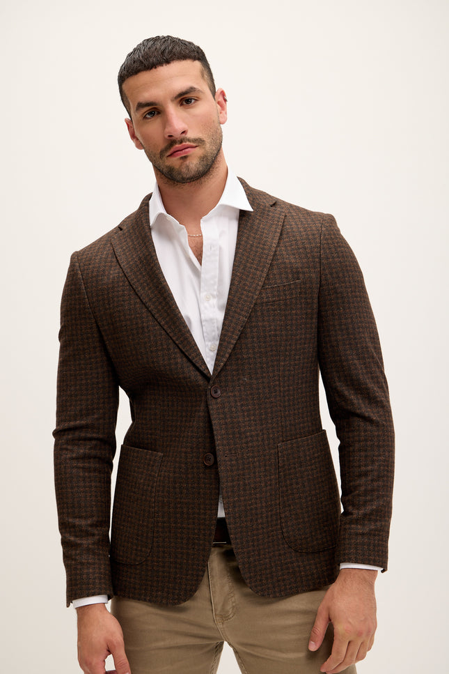 Men's Tailored Plaid Blazer - Carob | Ron Tomson