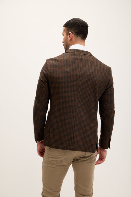 Men's Tailored Plaid Blazer - Carob | Ron Tomson