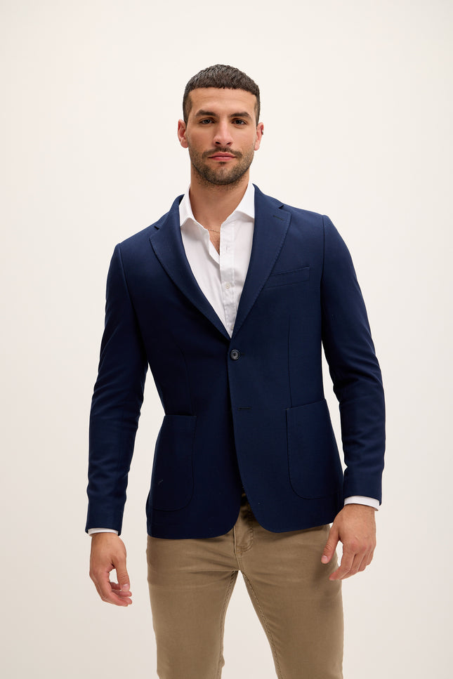 Men's Tailored Fit Patch Pocket Jacket - Royal Navy | Ron Tomson