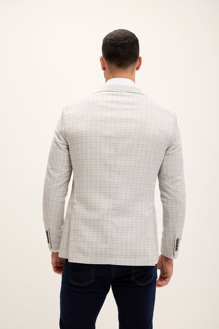 Men's Tailored Fit Patch Pocket Jacket in Cotton Blend - Grey Black | Ron Tomson