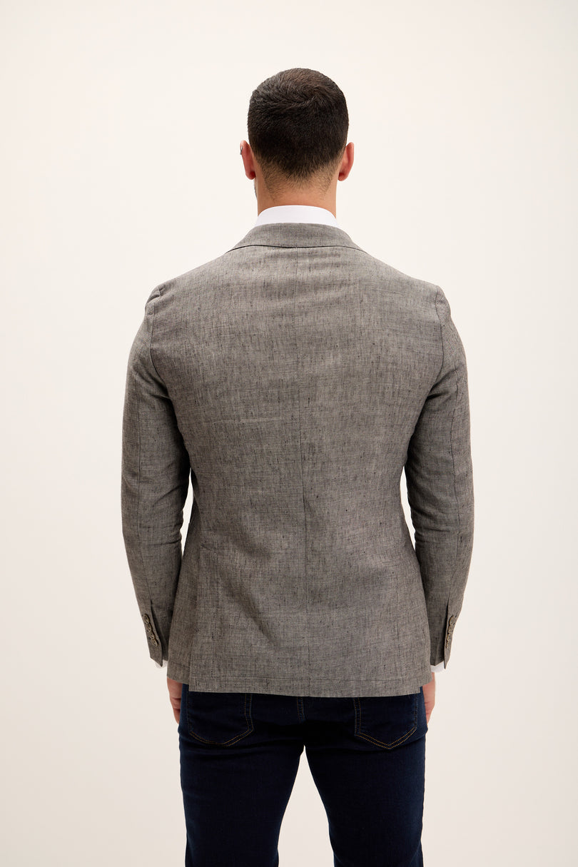 Men's Tailored Linen Patch Pocket Blazer - Laurel | Ron Tomson