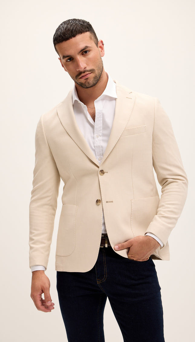 Tailored Fit Patch Pocket Jacket - Cream