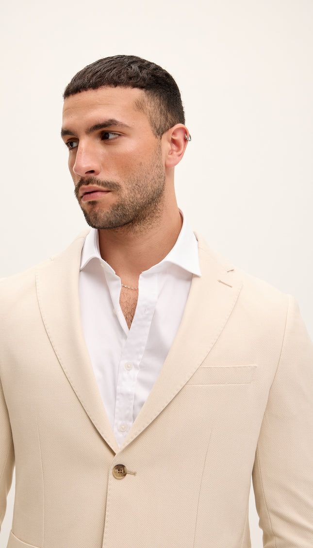 Tailored Fit Patch Pocket Jacket - Cream