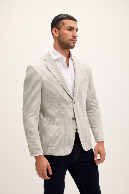 Men's Tailored Patch Pocket Blazer - Sage Houndstooth | Ron Tomson