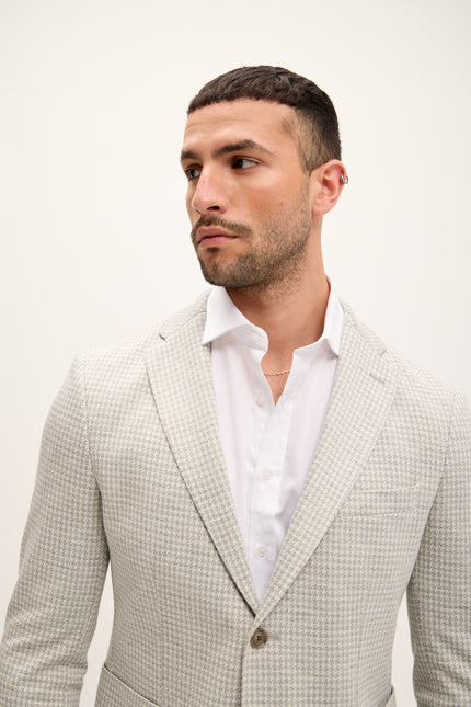 Men's Tailored Patch Pocket Blazer - Sage Houndstooth | Ron Tomson