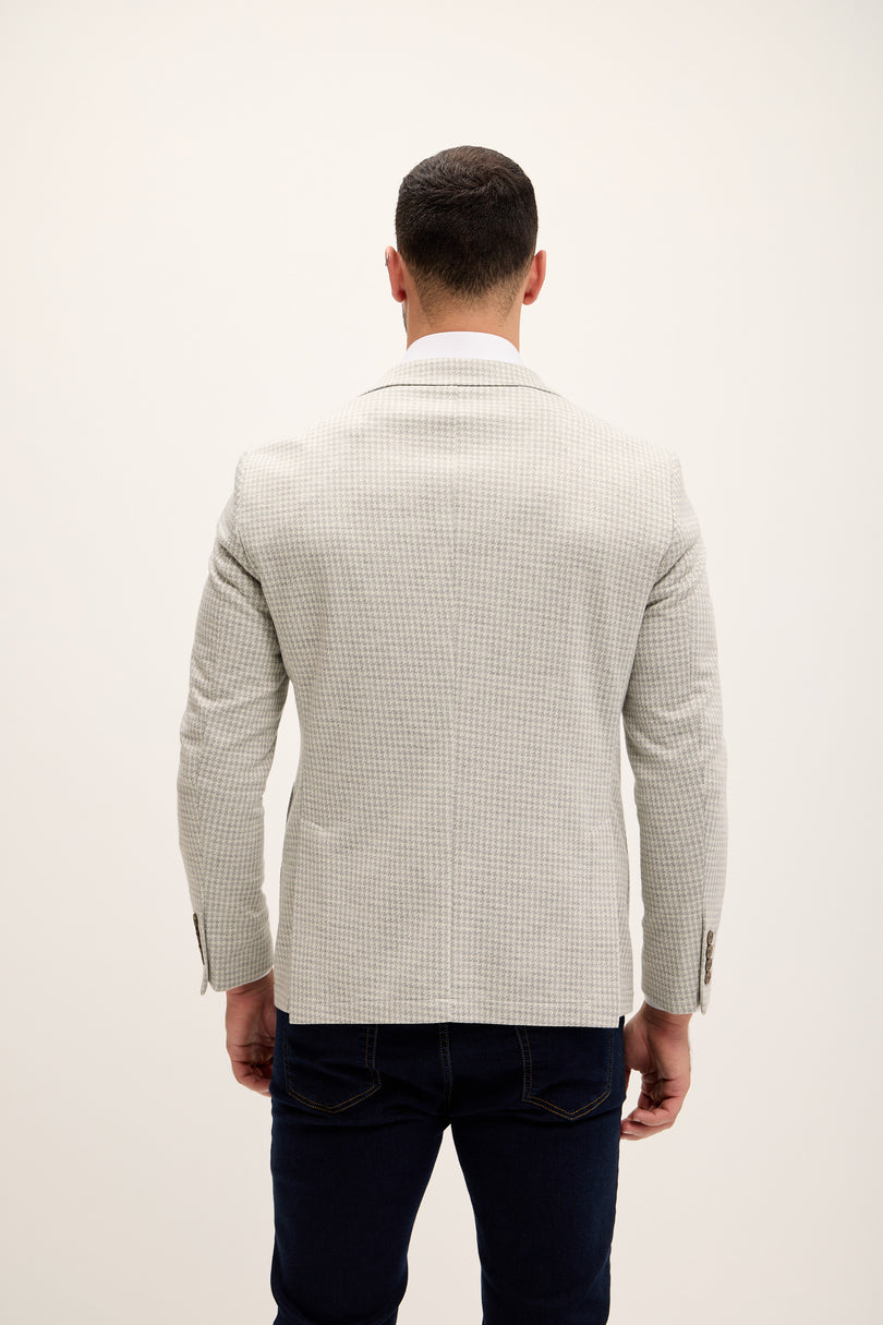 Men's Tailored Patch Pocket Blazer - Sage Houndstooth | Ron Tomson