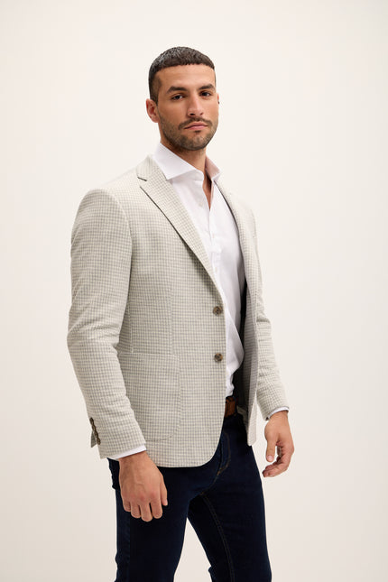 Men's Tailored Patch Pocket Blazer - Sage Houndstooth | Ron Tomson