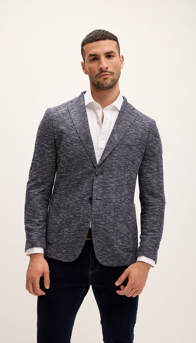 Tailored Fit Patch Pocket Jacket - Dark Navy Beige
