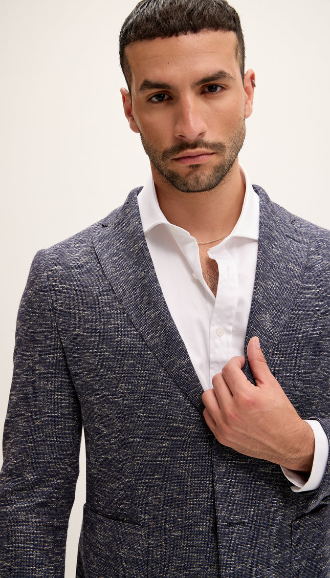 Tailored Fit Patch Pocket Jacket - Dark Navy Beige