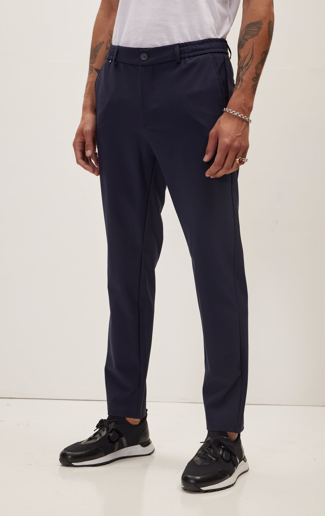 Wrinkle Free Tapered Travel Pants - Navy