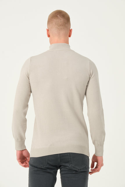 Men's Half Zip Sweater - Grey | Ron Tomson