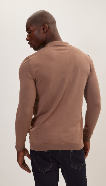 Johnny-Collar Sweater Polo - Beige