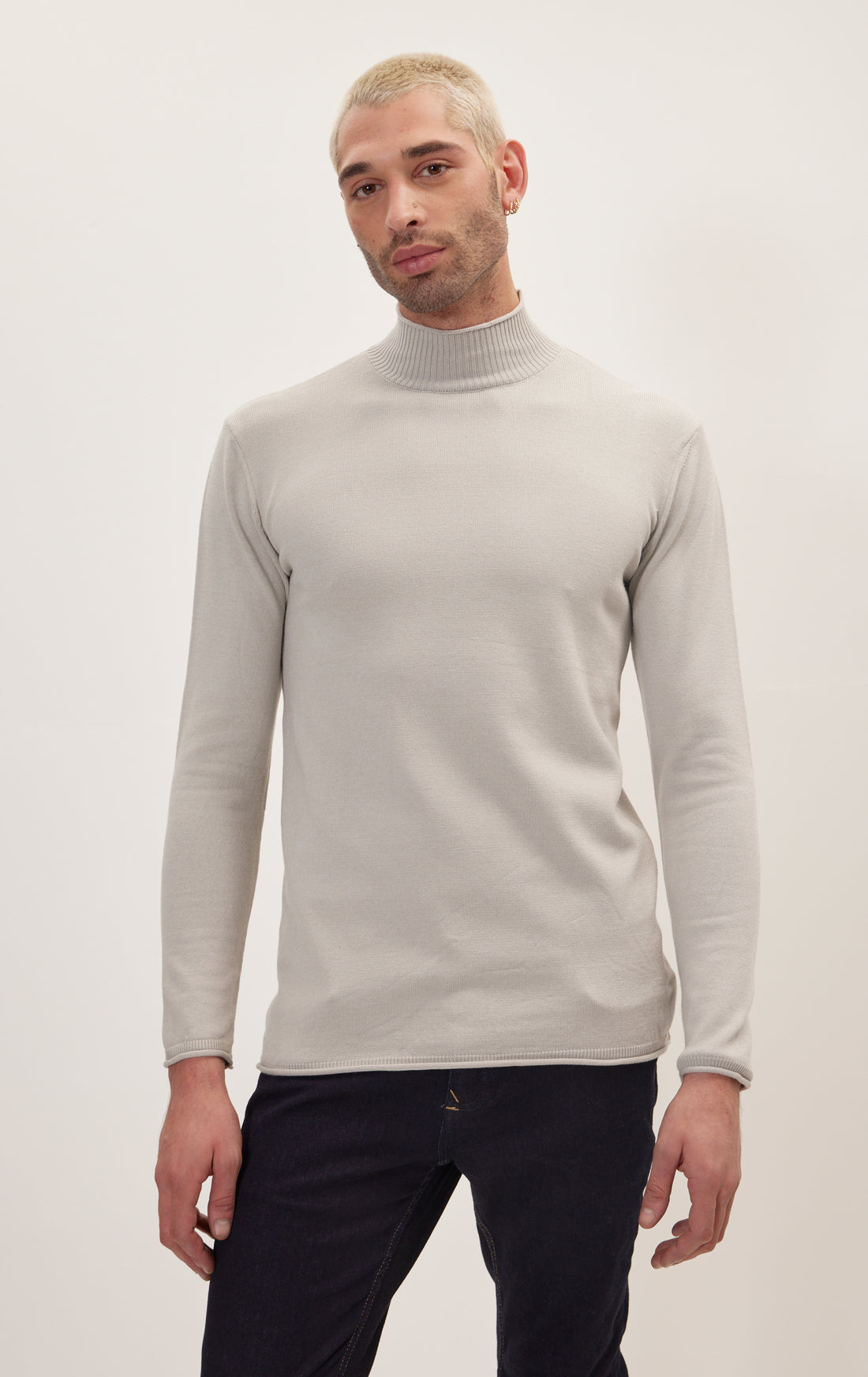 Classic Mock Neck Sweater - Grey