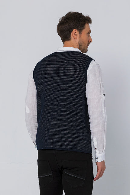 Textured Knitted GP Vest - Navy, image 7 of 9