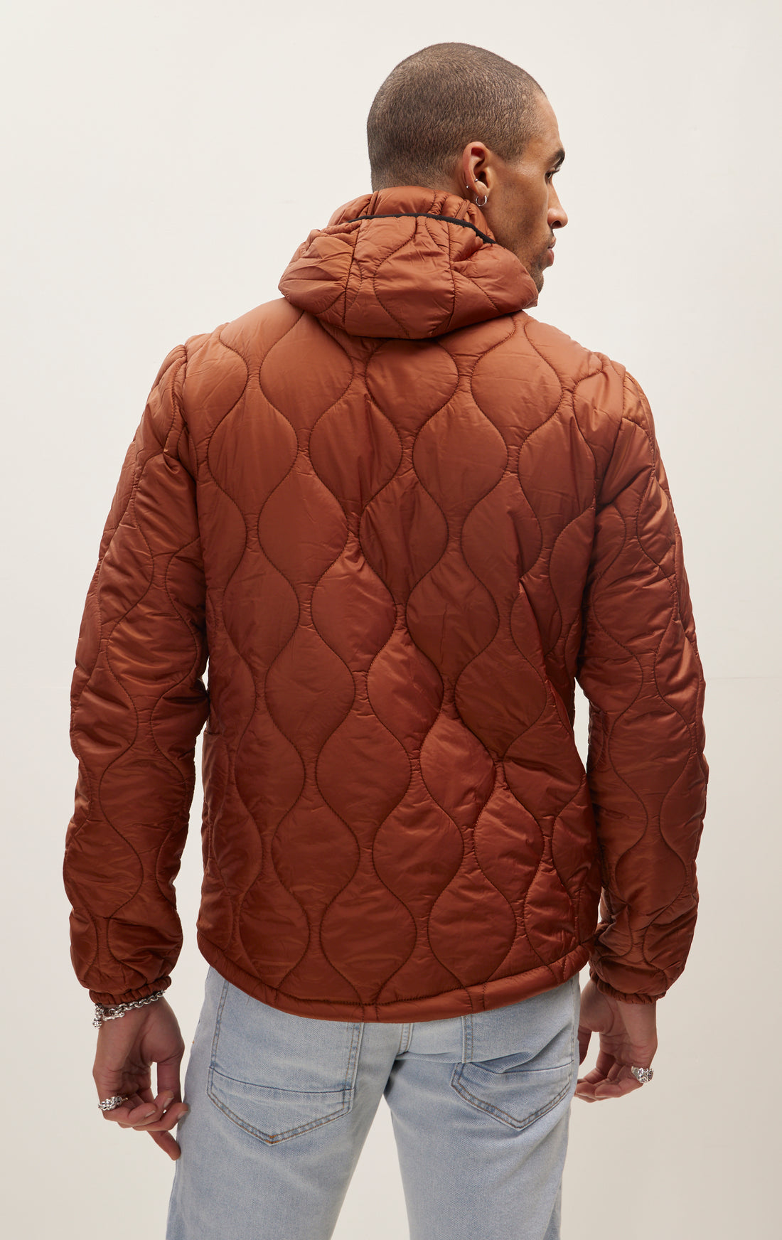 Padded Hooded Coat Jacket - Brick Red