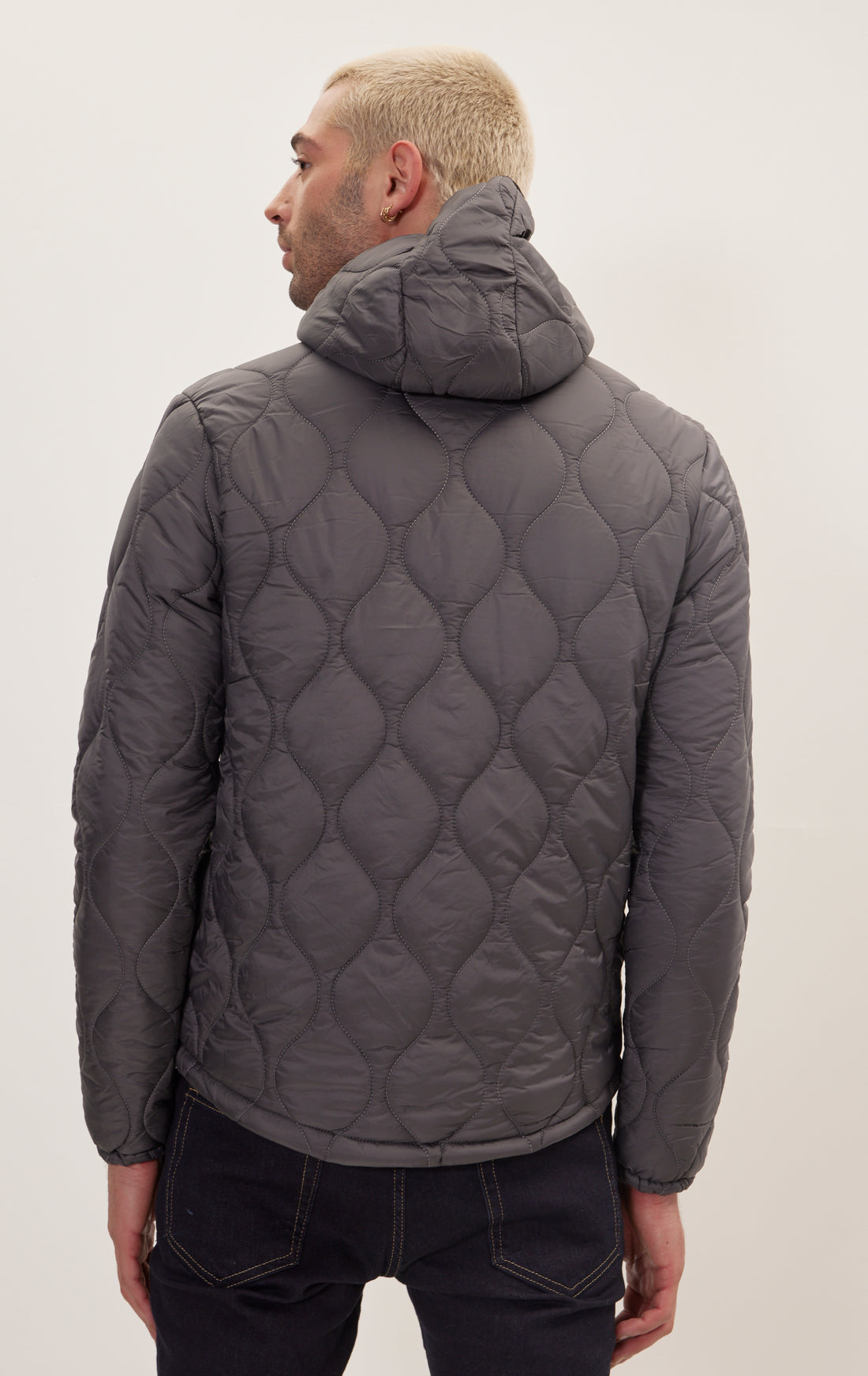 Padded Hooded Coat Jacket - Anthracite