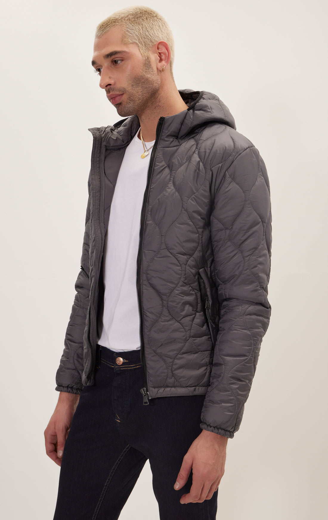 Padded Hooded Coat Jacket - Anthracite