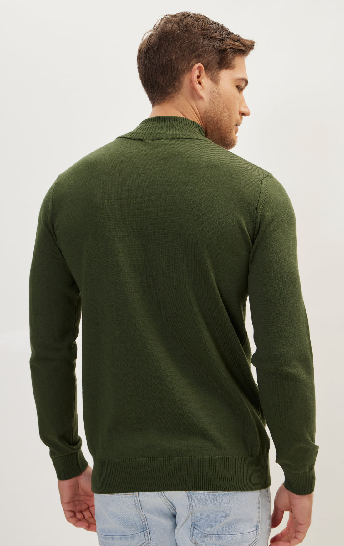 Mock Neck Relaxed Sweater- Green