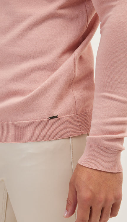 Johnny-Collar Sweater Polo - Rose