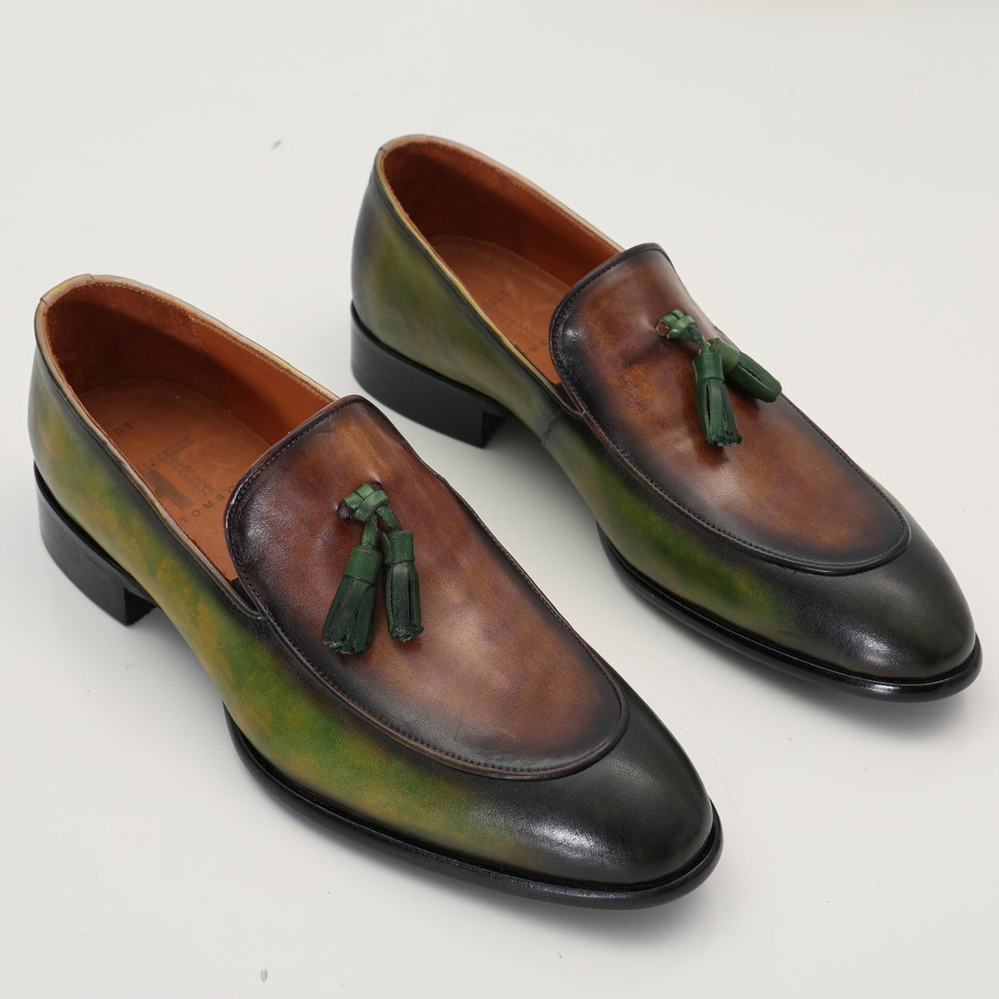 N° CA01 hand paint patina LEATHER TASSEL SHOES - BROWN
