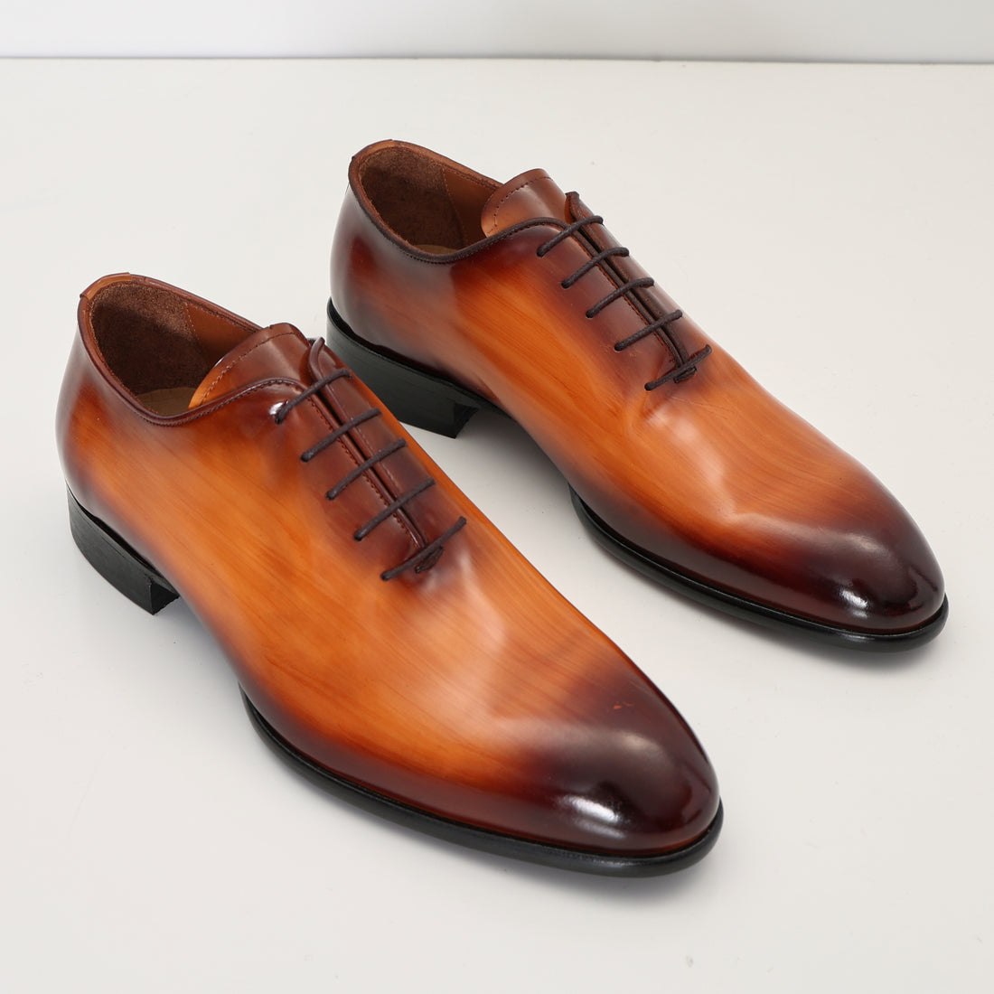 N° AC04 hand paint patina PATENT LEATHER OXFORDS - BROWN