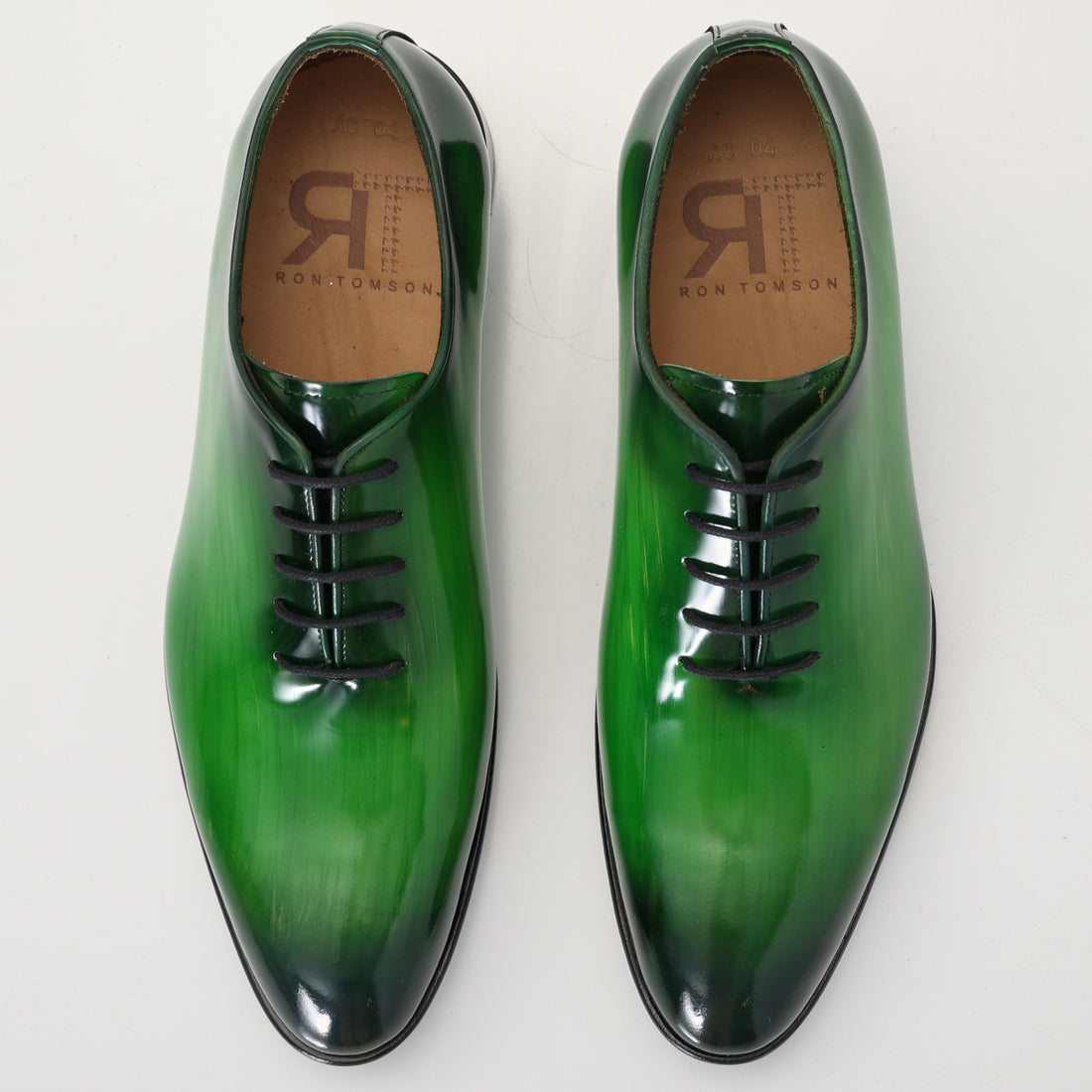 N° AC04 hand paint patina PATENT LEATHER OXFORDS - GREEN
