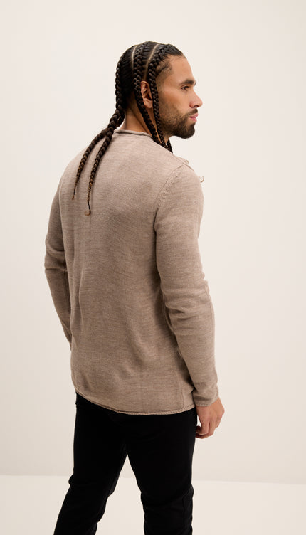 Tube Soft Pullover Sweater - Light Brown
