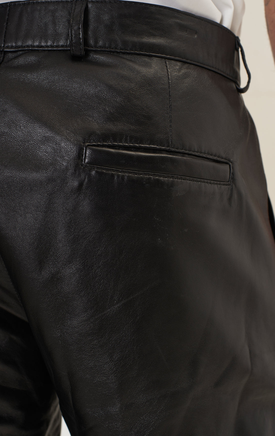 Genuine Lambskin Leather Shorts - Black