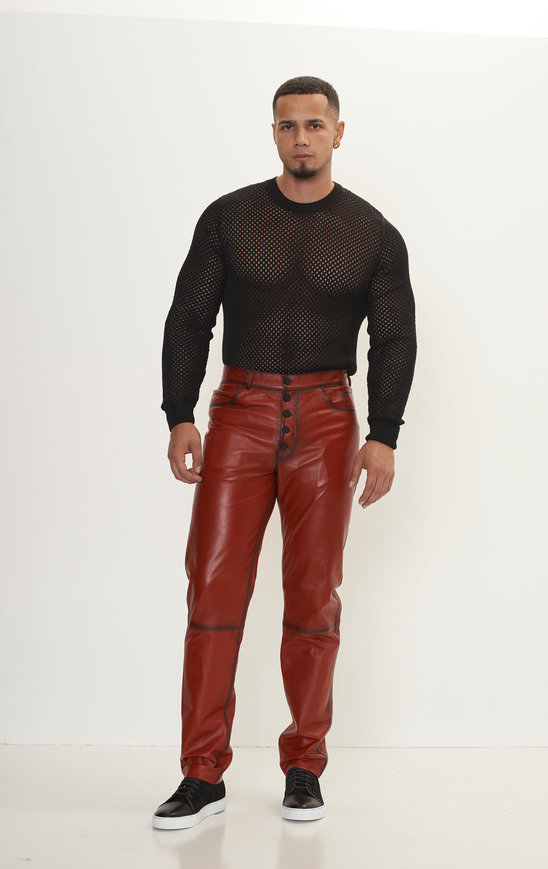 Genuine Lambskin Leather Pants - RED TINT
