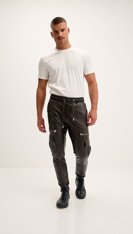 Genuine Leather Destination Joggers - Dark Brown