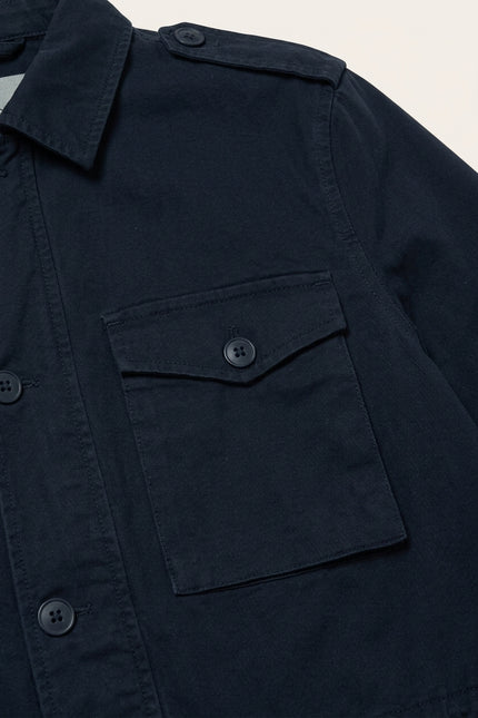Adjustable Waist Cotton Utility Jacket - Navy - Detail