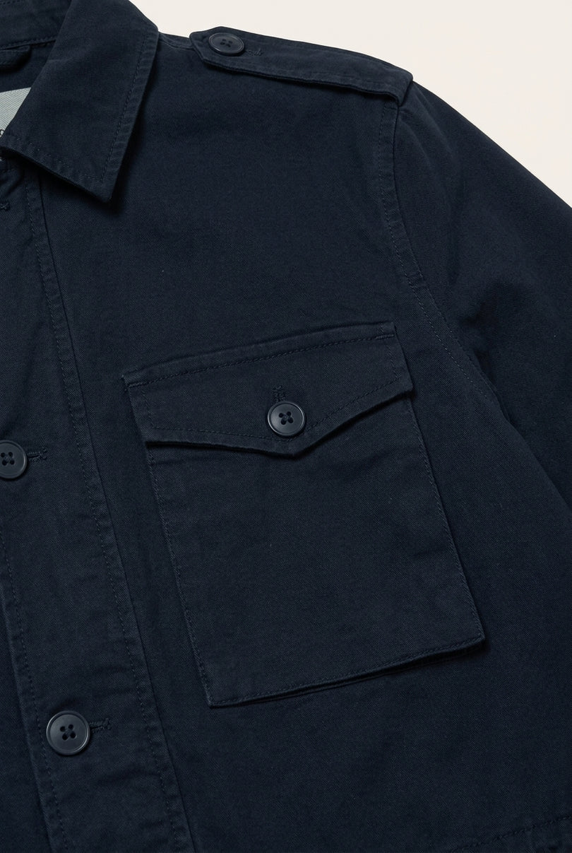 Adjustable Waist Cotton Utility Jacket - Navy - Detail