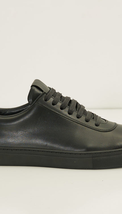 All Leather Court Sneakers - Black Black - Ron Tomson