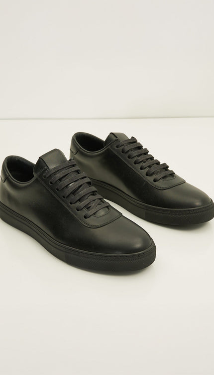 All Leather Court Sneakers - Black Black - Ron Tomson