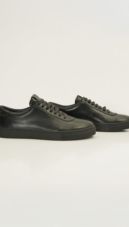 All Leather Court Sneakers - Black Black - Ron Tomson