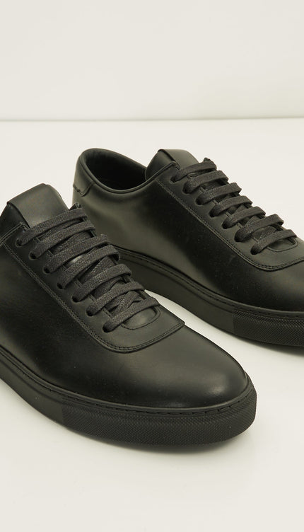 All Leather Court Sneakers - Black Black - Ron Tomson