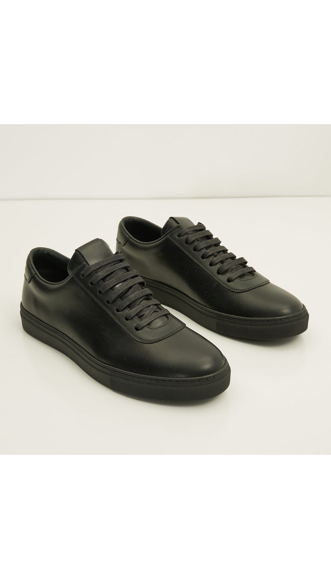 All Leather Court Sneakers - Black Black - Ron Tomson