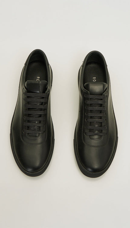 All Leather Court Sneakers - Black Black - Ron Tomson