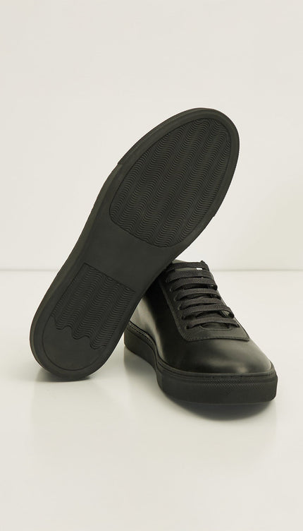 All Leather Court Sneakers - Black Black - Ron Tomson