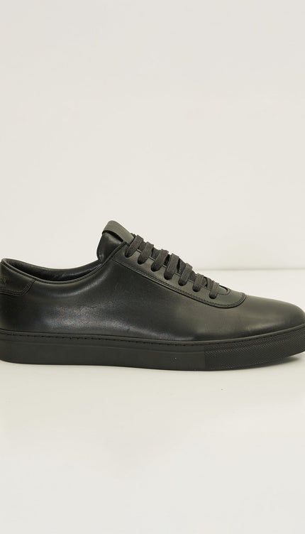 All Leather Court Sneakers - Black Black - Ron Tomson