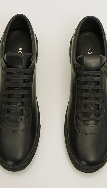 All Leather Court Sneakers - Black Black - Ron Tomson